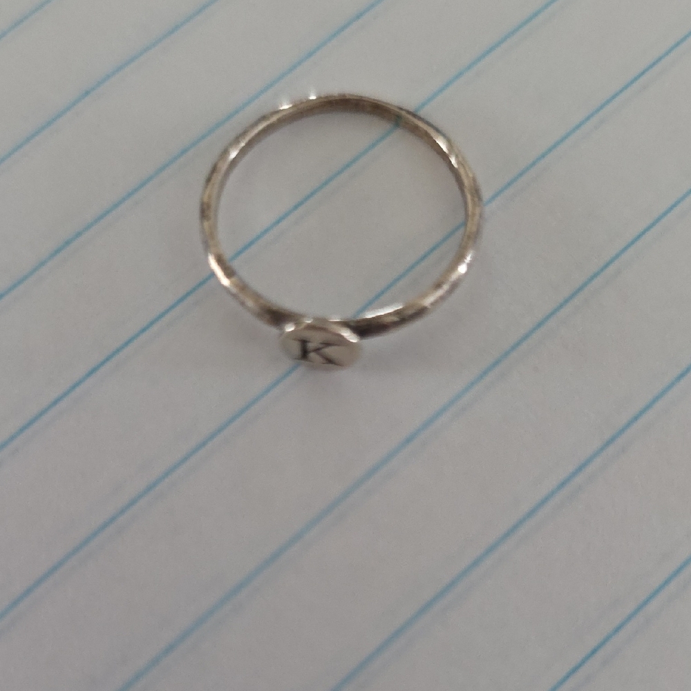 Silver Initial 'K' Ring